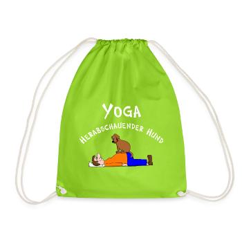 Yoga, Yogi, herabschauender Hund Asana - Turnbeutel - Neongrün - Vorne