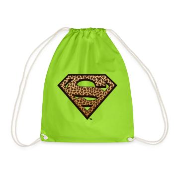 Superman Leoprint Logo - Turnbeutel - Neongrün - Vorne