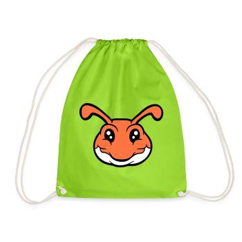 caterpillar smiles sweet cute worm friendly comic - Drawstring Bag - neon green - Front