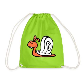 Schnecke Hasenzähne niedlich süß glücklich lustig - Turnbeutel - Neongrün - Vorne