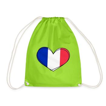 Cœur Tricolore France - Drawstring Bag - neon green - Front