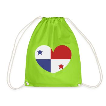 Drapeau du cœur du Panama - Sac de sport léger - vert néon - Devant