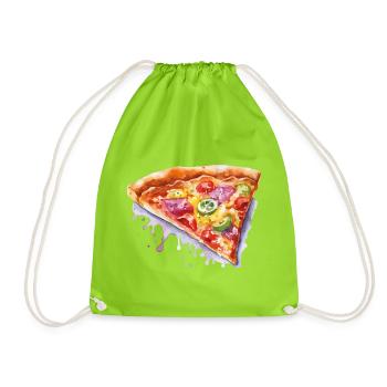 Pizza - Drawstring Bag - neon green - Front