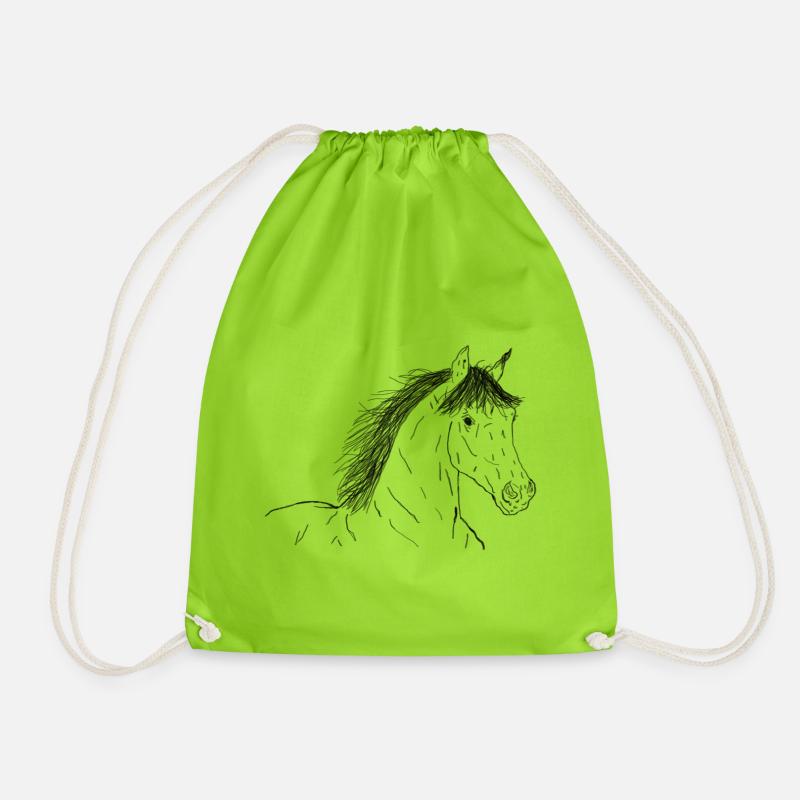 Horse - Drawstring Bag - neon green