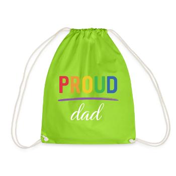 LGBT Proud Dad - Pride Month - Drawstring Bag - neon green - Front