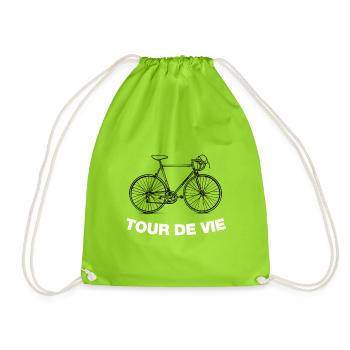Tour De Vie mit Vintage Rennrad - Turnbeutel - Neongrün - Vorne