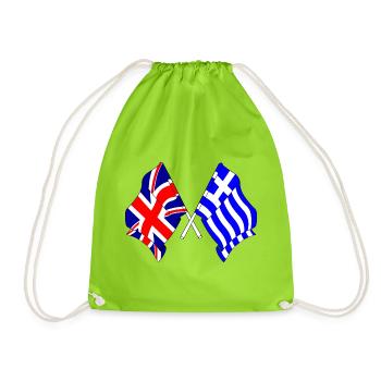 Flagge England, Flagge Griechenland - Turnbeutel - Neongrün - Vorne