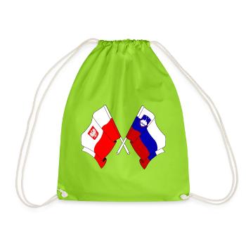 Flag of Poland and flag of Slovenia - Drawstring Bag - neon green - Front