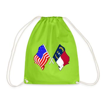Flag USA and state of North Carolina crossed - Drawstring Bag - neon green - Front