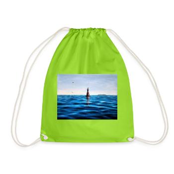 Lighthouse over Calm Blue Adriatic Sea Croatia - Drawstring Bag - neon green - Front