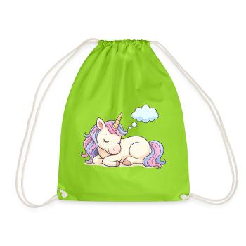 Sleeping unicorn with rainbow mane - Drawstring Bag - neon green - Front