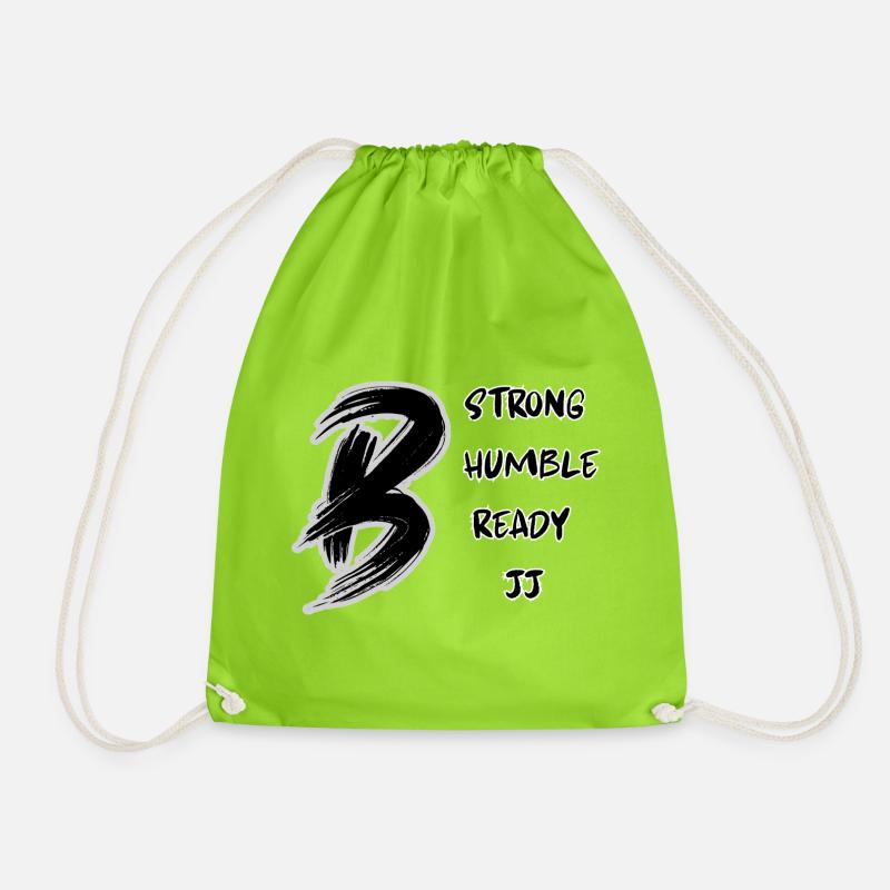 Be JJ – Strong, Humble, Ready | Jiu Jitsu Design - Drawstring Bag - neon green
