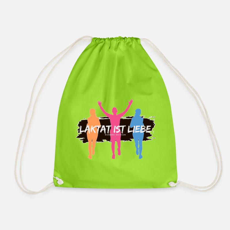 Lactate is Love – Runner Edition - Drawstring Bag - neon green