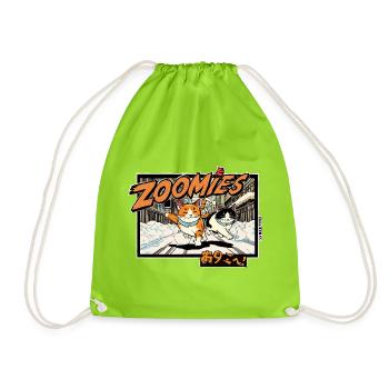 Anime Cats in the Snow - Drawstring Bag - neon green - Front