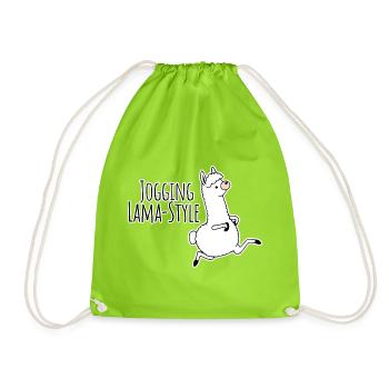 Jogging - Lama Style! Albern aber schnell! - Turnbeutel - Neongrün - Vorne