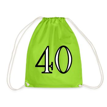 40. 40 YEARS. 40th ANNIVERSARY. 40 YEARS ANNIVERSARY. - Drawstring Bag - neon green - Front