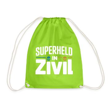 Superheld In Zivil Superhero Superhelden Kostüm - Turnbeutel - Neongrün - Vorne