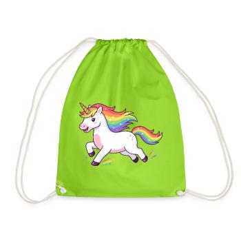 Regenbogen-Einhorn-Burst - Turnbeutel - Neongrün - Vorne