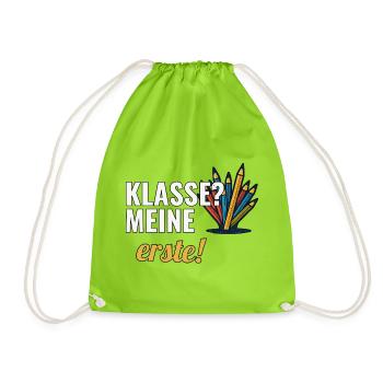 Grundschullehrerin Geschenk für die erste Klasse - Turnbeutel - Neongrün - Vorne