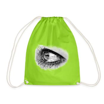 Beautiful woman eye in full mascara - Drawstring Bag - neon green - Front