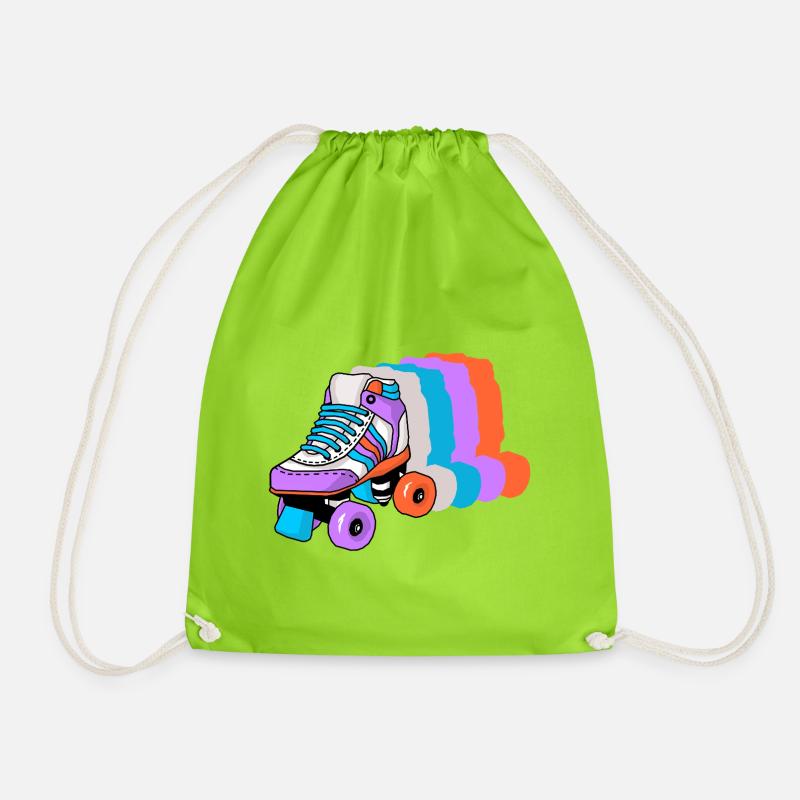 Rollschuh Schlittschuhläufer - Turnbeutel - Neongrün