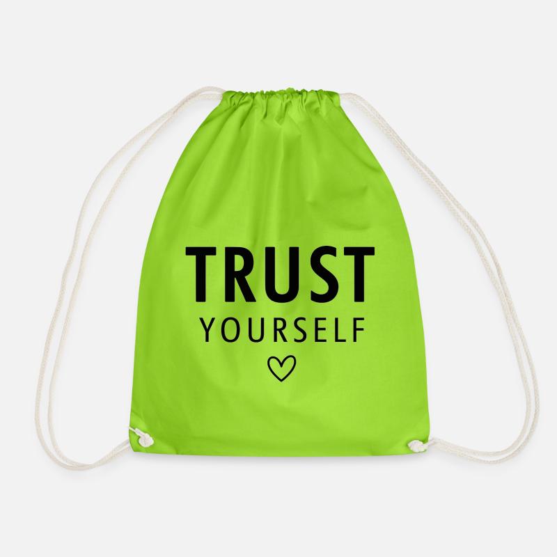 Empowering Trust Yourself Typography - Drawstring Bag - neon green