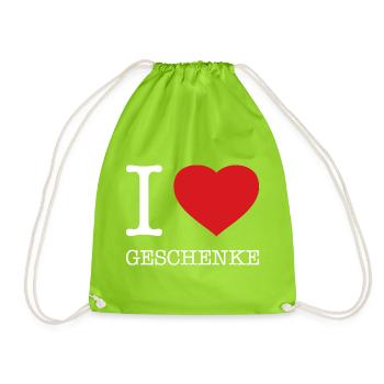 I love Geschenke - Turnbeutel - Neongrün - Vorne