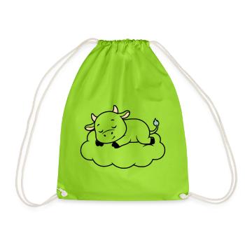 Sleeping Cow Cloud Dream Baby - Drawstring Bag - neon green - Front