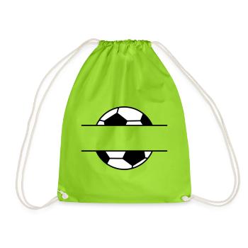 Fußball Namensschild mit Wunschname - Turnbeutel - Neongrün - Vorne