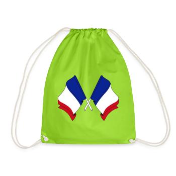 Deux drapeaux France - Sac de sport léger - vert néon - Devant