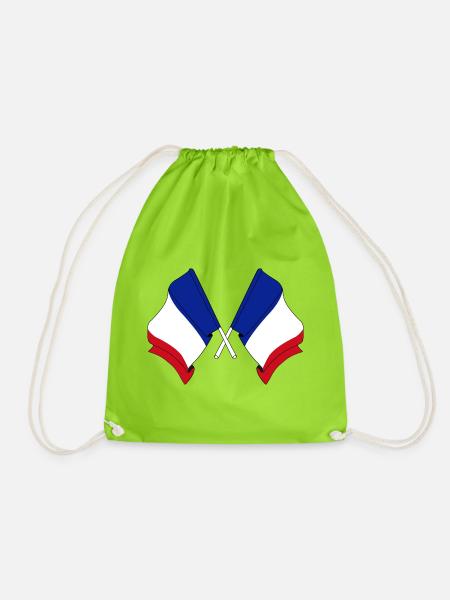 Two flags France - Drawstring Bag - neon green