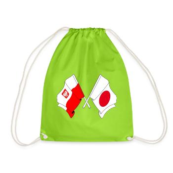 Flag Poland and flag Japan crossed - Drawstring Bag - neon green - Front