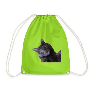 close up of beautiful cat face 1 - Sac de sport léger - vert néon - Devant