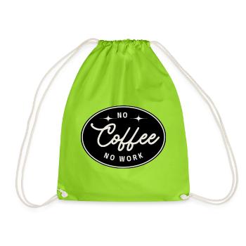 No coffee no work – Minimalist vintage t-shirt ca - Drawstring Bag - neon green - Front