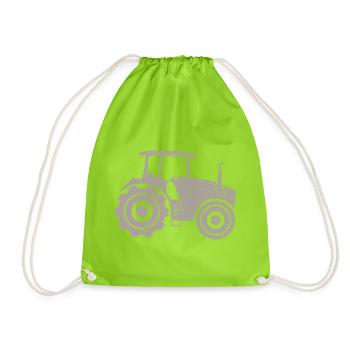 Tractor Silhouette Farmer Grunge Design - Drawstring Bag - neon green - Front