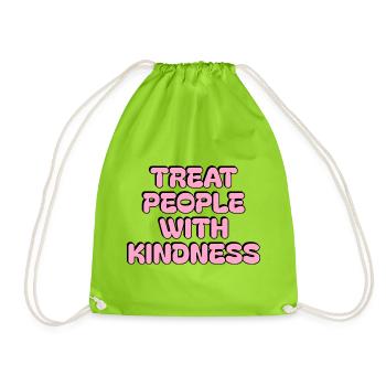 Be Kind Zitat - Behandle Menschen mit Freundlichkeit - rosa - Turnbeutel - Neongrün - Vorne