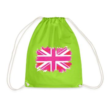Pink Union Jack - Drawstring Bag - neon green - Front