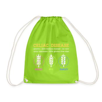 Gluten Free Celiac Disease - Drawstring Bag - neon green - Front