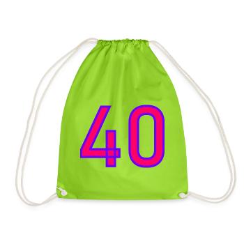 40. 40 YEARS. 40th ANNIVERSARY. 40 YEARS ANNIVERSARY. - Drawstring Bag - neon green - Front