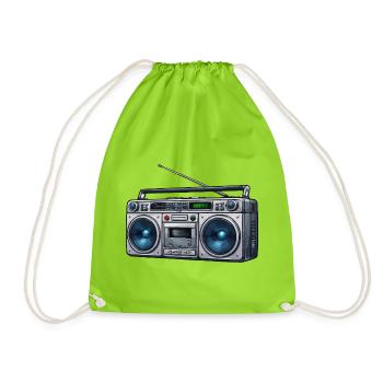 Retro Boombox Ghetto Blaster - Drawstring Bag - neon green - Front