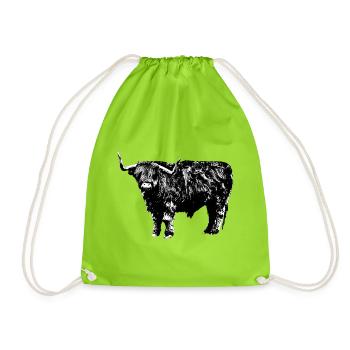 Highland Cattle - Drawstring Bag - neon green - Front