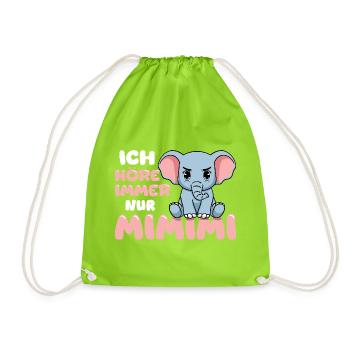 Ich Höre Immer Nur Ein Mimimi Elefant - Turnbeutel - Neongrün - Vorne