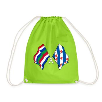 Schier & Friesland kreuzte Flaggen - Turnbeutel - Neongrün - Vorne