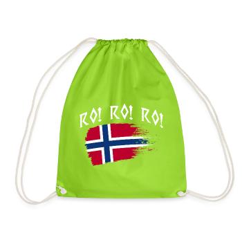 Norway Norge Fjords Scandinavian Ro Viking ship - Drawstring Bag - neon green - Front