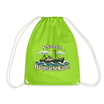 Schietegal Hauptsache Küste Fischkopp - Turnbeutel - Neongrün - Vorne