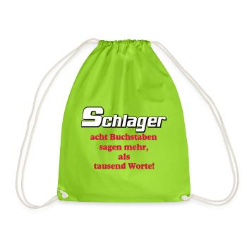 Schlager Party , Schlager Musik , Schlager Worte - Turnbeutel - Neongrün - Vorne