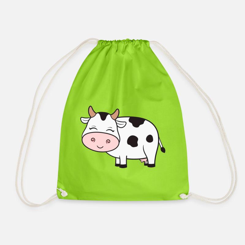 Cow Cows - Drawstring Bag - neon green