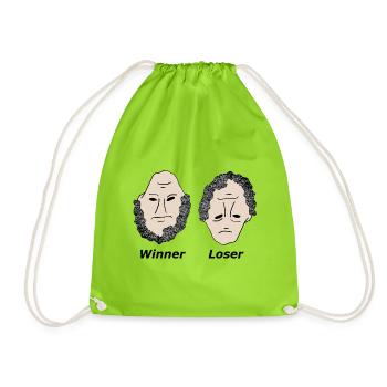 Winner Loser black - Drawstring Bag - neon green - Front