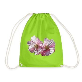 hübsche blumen fotos, japanische Kirschblüte - Turnbeutel - Neongrün - Vorne