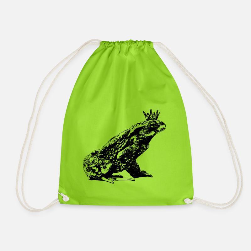 Crowned Toad - Drawstring Bag - neon green